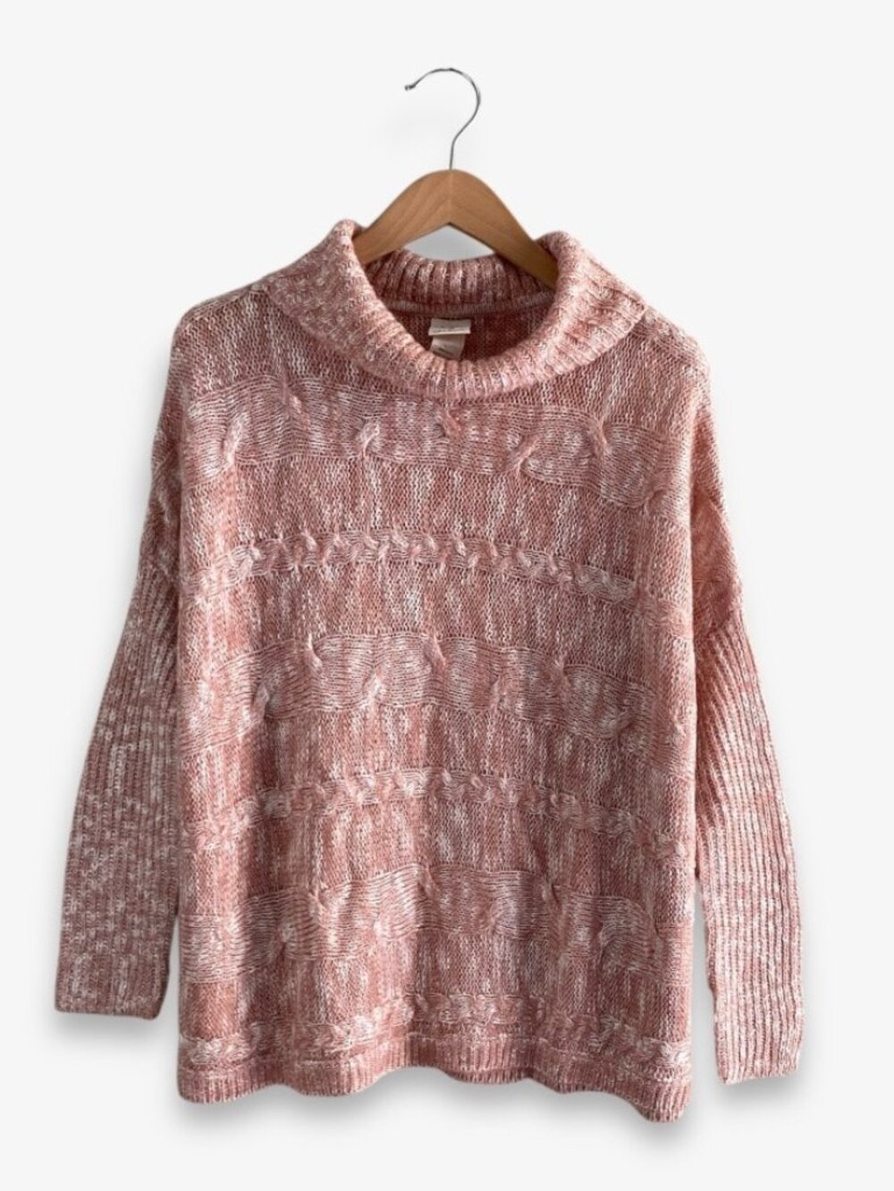 Self Esteem Women’s Cowl Neck Knit Sweater Pink Large